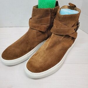 GARNET‎ HILL Enna Chestnut Italian Suede Leather Buckle Booties Sneakers Size 37